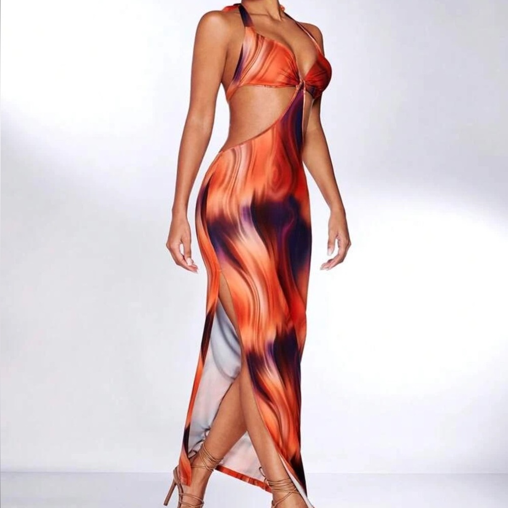 Vibrant Halter Maxi Dress